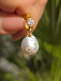 14k Yellow Gold Australian South Sea Pearl Diamond Studded Earring Charms | Indulgems