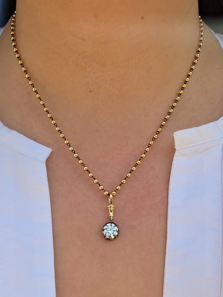 18k Solid Gold 2 Carat Lab-grown Diamond Solitaire Pendant with Black Rhodium Accent | Indulgems | Belle Époque Collection