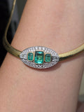 Platinum & 14K Yellow Gold Zambian Emerald Diamond Pendant Clip | Indulgems
