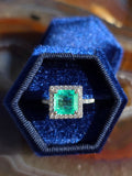 18k Solid Gold 2.2ct Columbian Emerald Diamond Ring Size 7 | Indulgems
