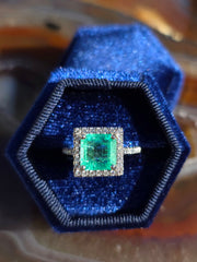 18k Solid Gold 2.2ct Columbian Emerald Diamond Ring Size 7 | Indulgems