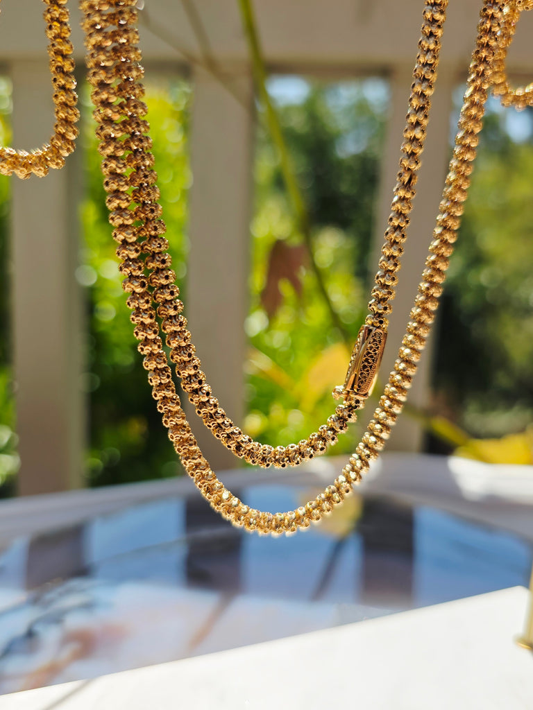 Antique 18K Yellow Gold Cannatille Long Chain Necklace 28" | Indulgems | Designs in Real Gold