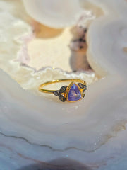 18k Yellow Gold Gemstone Laurel Rings Sz 7 | Indulgems