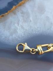 18k Solid Gold French Figaro Link Diamond Bracelet | Indulgems