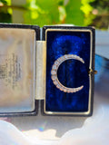 14k Gold Diamond Crescent Moon Brooch | Indulgems