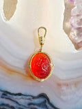 18k Solid Gold Handcarved Red Agate Gemstone Pendant | I Love You | Blooming Heart Motif | Indulgems | Designs in Real Gold | Talisman Collection