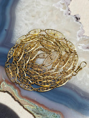 18K Gold Antique Filigree Link Long Chain Necklace 36.5" | Indulgems | Designs in Real Gold