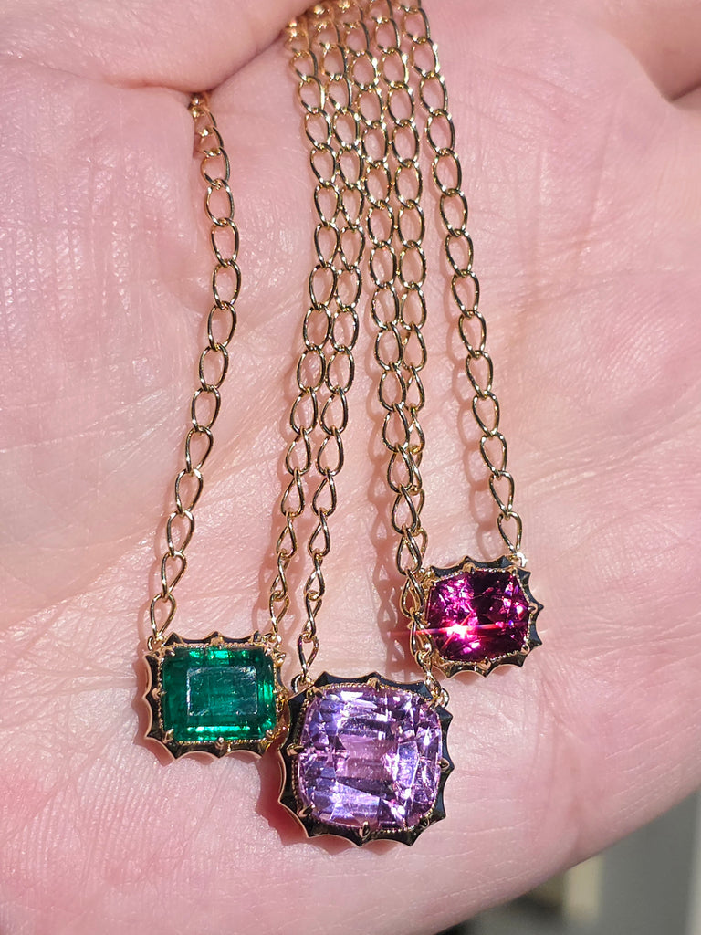 14k & 18k Solid Gold Kunzite Aurora Necklace 18 inches | Indulgems