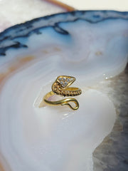 18k Solid Gold Diamond Snake Serpent Ring sz 8 | Indulgems