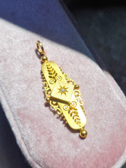 15K Gold Botanical Themed Diamond Accent Pendant | Indulgems | Antique Revival