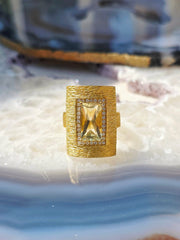 18k Solid Gold Lemon Quartz & Diamond Ring size 8 | Indulgems