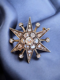 14K Yellow Gold & Silver - Antique Diamond Star Brooch | Indulgems | Designs in Real Gold