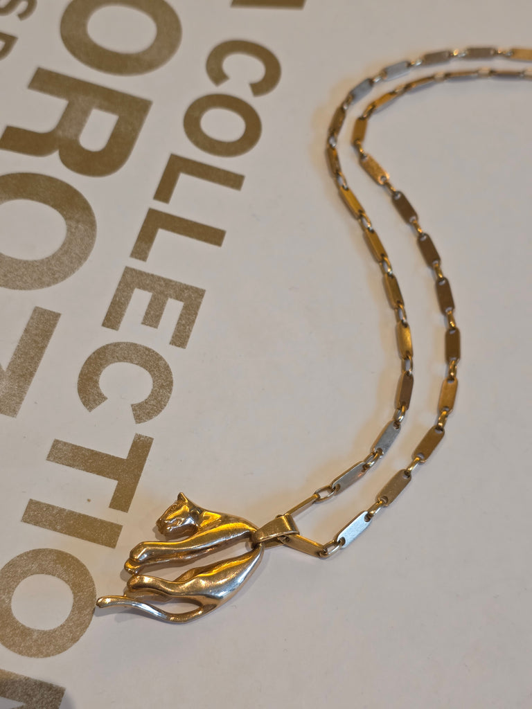 18k Solid Gold Golden Fleece Soft Panther Tab Link Chain Pendant Necklace | Indulgems
