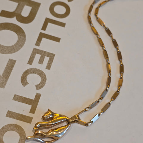 18k Solid Gold Golden Fleece Soft Panther Tab Link Chain Pendant Necklace | Indulgems