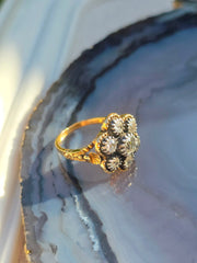 Antique 18k Gold and Silver Daisy Diamond Ring | Indulgems