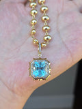 14k Yellow Gold 10ct Santa María Aquamarine Pendant | Indulgems | Aurora Halo