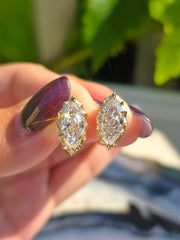 18k Solid Gold 4ct Marquise Lab Diamond Earrings | Indulgems | Aurora Collection