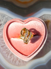 18k Solid Gold Diamond Ribbon Curved Ring Size 7 | Indulgems |Vintage