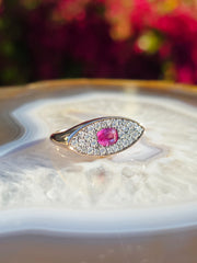 14k Rose Gold & Platinum Mahenge Spinel Diamond Ring | Indulgems | Luna Collection