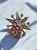 14K Yellow Gold & Silver - Antique Diamond Star Brooch | Indulgems | Designs in Real Gold