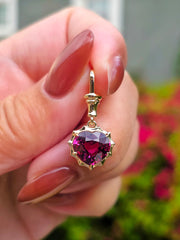 14k Yellow Gold Malaya Garnet Gemstone Heart Aurora Pendant | Indulgems