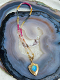 18k Solid Gold Multicolor Sapphire Faceted Gemstone Bead Necklace 17" | Indulgems | Designs in Real Gold