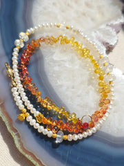 18K Gold Fancy Sapphire, Freshwater Pearl and Rainbow Moonstone Halfsie Gemstone Necklace | Indulgems | Designs in Real Gold