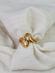 18K Solid Gold Diamond Antique Double Headed Snake Ring Sz 5.5 | Antique Jewelry | Indulgems | Designs in Real Gold