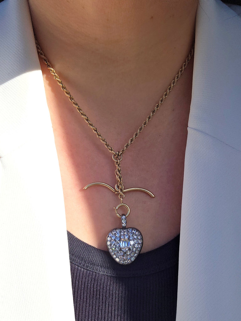 Platinum & 14K Gold Lab-grown Diamond Heart Locket Pendant | Indulgems