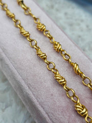 18k Solid Gold Vintage French Knotted Link Necklace | Indulgems