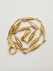 18K Solid Yellow Gold Antique Watch Chain with Unique Marquise Links 16" | Indulgems | Designs in Real Gold