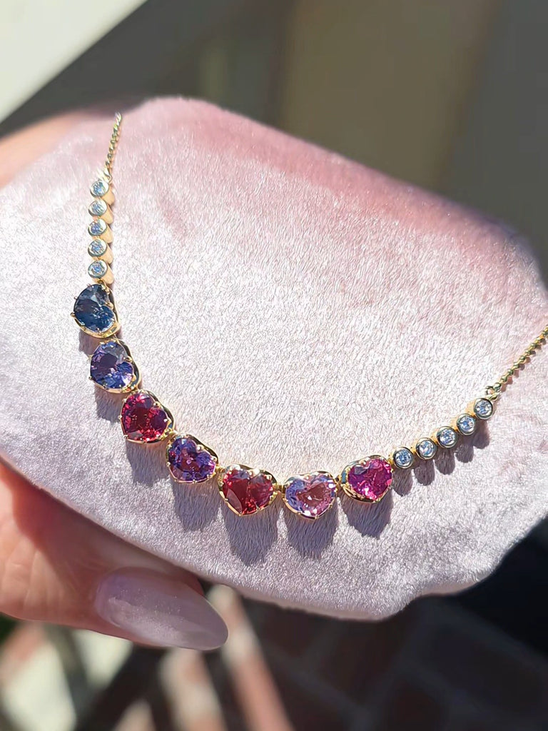14k Yellow Gold Burmese Spinel Heart Necklace | Indulgems