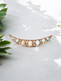 14k Yellow Gold Antique Opal & Rose-cut Diamond Brooch | Indulgems | Antique Jewelry