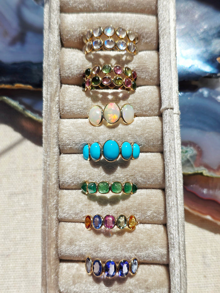 14k Yellow Gold Gemstone Stacking Ring | Indulgems | Designs in Real Gold