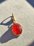 18k Solid Gold Handcarved Red Agate Gemstone Pendant | I Love You | Blooming Heart Motif | Indulgems | Designs in Real Gold | Talisman Collection