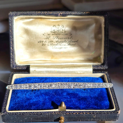 Platinum & 18k White Gold French Antique Old Cut Diamond Brooch | Indulgems