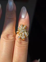 18k Solid Gold Diamond Ribbon Bow Ring Size 6.5 | Indulgems