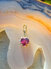 14k Yellow Gold Malaya Garnet Gemstone Heart Aurora Pendant | Indulgems