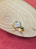 18K Solid Yellow Gold Old Cut Diamond 0.8 ct Donut Ring Sz 6.5 | Indulgems | Vintage Real Gold Jewelry