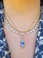 14k Yellow Gold & Platinum Cornflower Blue Sapphire Diamond Star Transformation Ring Pendant | Indulgems