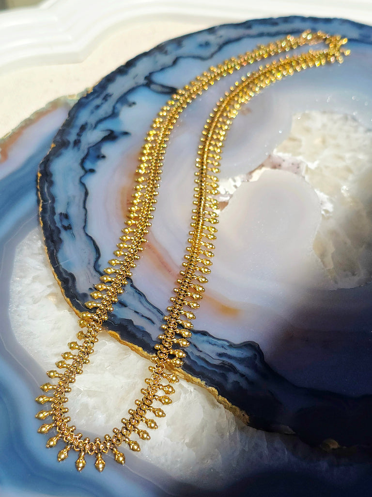 14k Yellow Gold Antique Fringe Necklace | Indulgems
