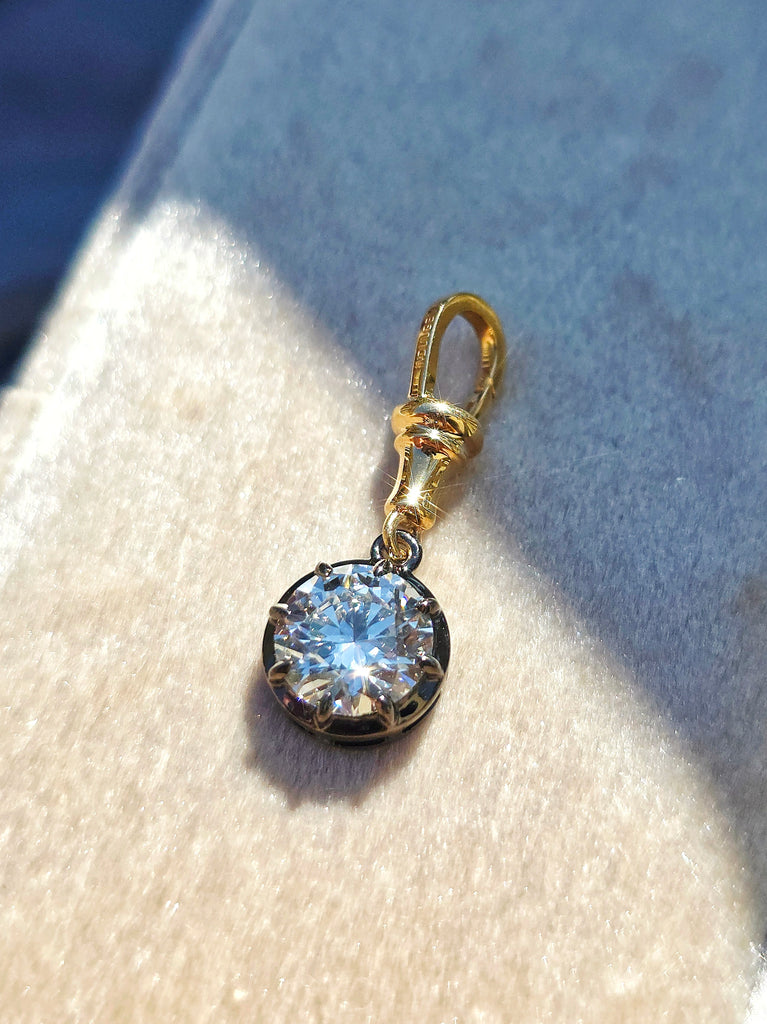18k Solid Gold 2 Carat Lab-grown Diamond Solitaire Pendant with Black Rhodium Accent | Indulgems | Belle Époque Collection
