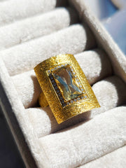 18k Solid Gold Lemon Quartz & Diamond Ring size 8 | Indulgems