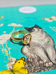 18K Solid Yellow Gold Old Cut Diamond 0.8 ct Donut Ring Sz 6.5 | Indulgems | Vintage Real Gold Jewelry