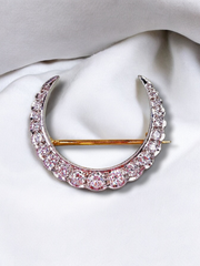 14k Gold Diamond Crescent Moon Brooch | Indulgems