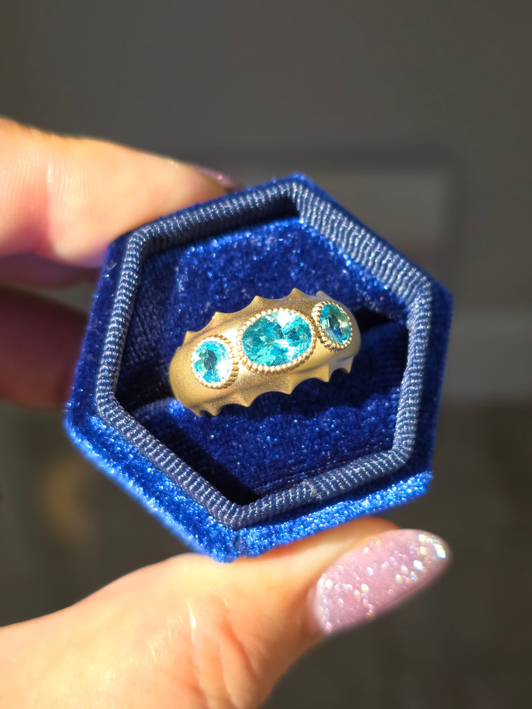 14k Yellow Gold Apatite Gemstone Band Ring Size 7 | Indulgems | Aurora