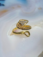 18k Solid Gold Diamond Snake Serpent Ring sz 8 | Indulgems