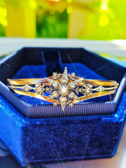 18K Rose Gold & Silver Antique Rose Cut Diamond Star Motif Bangle Bracelet | Indulgems | Designs in Real Gold