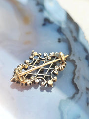Silver & 18k Gold Antique Paste Brooch | Indulgems