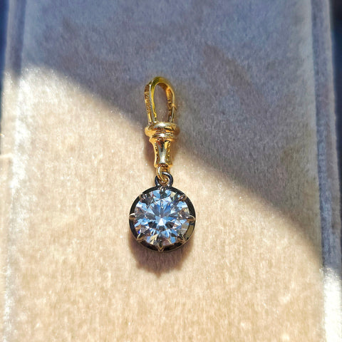 18k Solid Gold 2 Carat Lab-grown Diamond Solitaire Pendant with Black Rhodium Accent | Indulgems | Belle Époque Collection